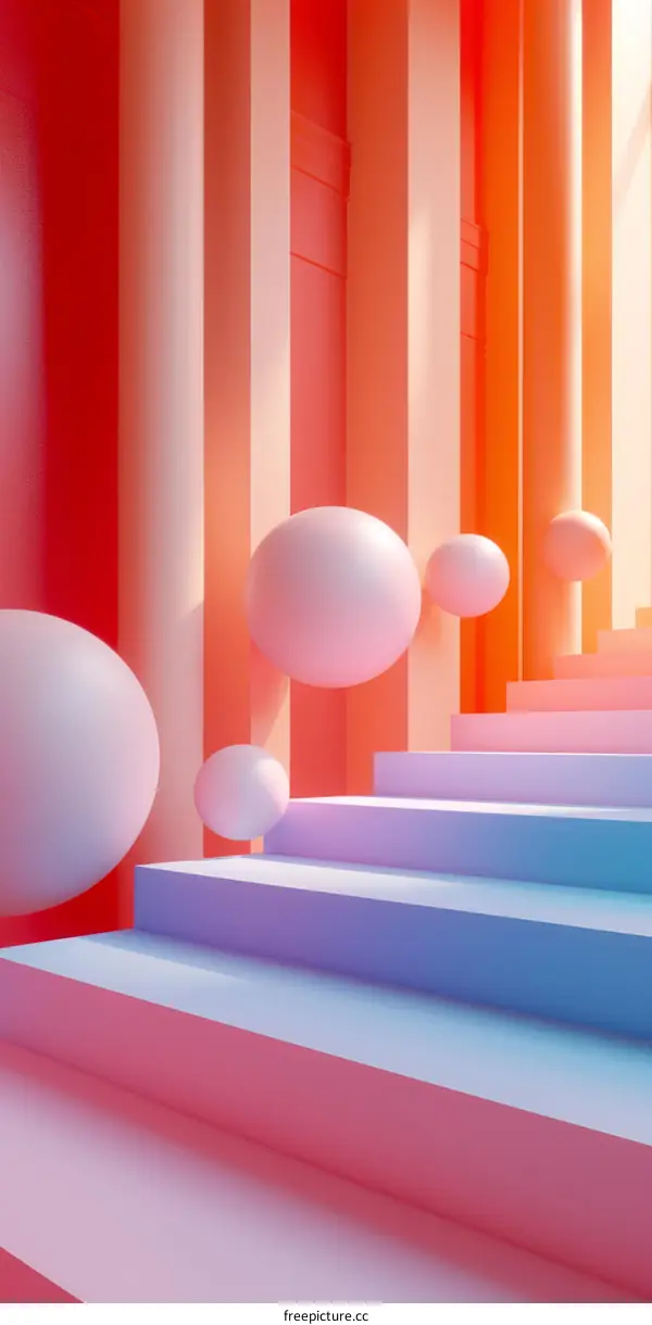 Abstract Colorful Geometric Staircase Design