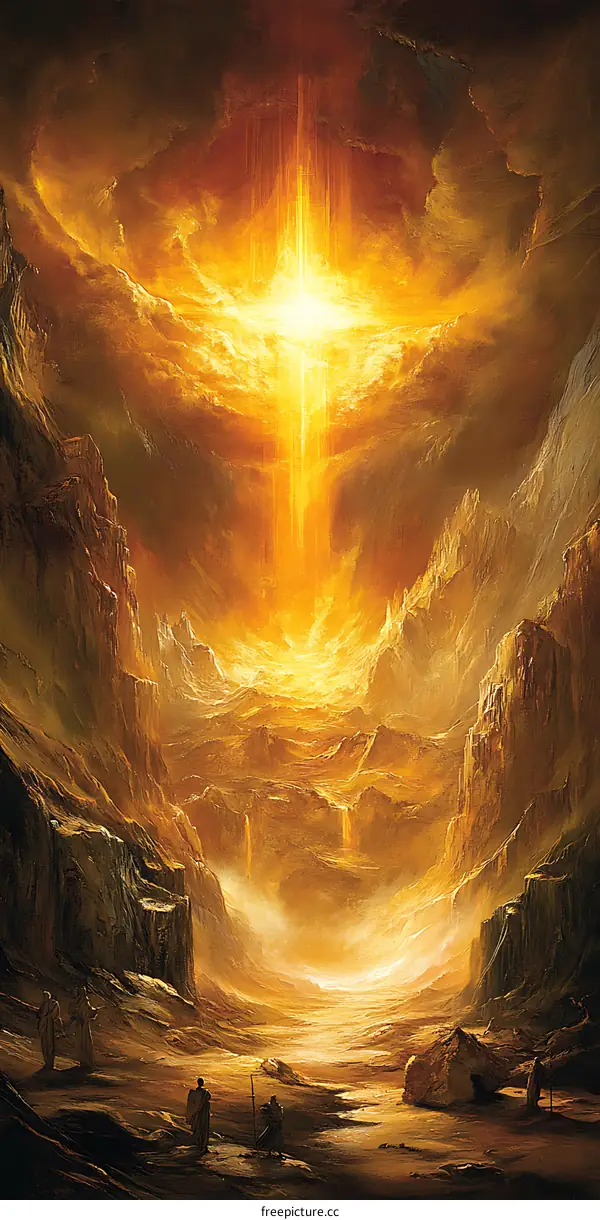 Golden Light Descending on Mountainous Landscape