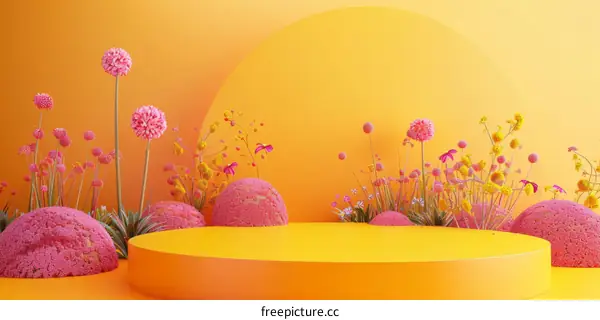 Colorful Floral Arrangement on a Display Stage