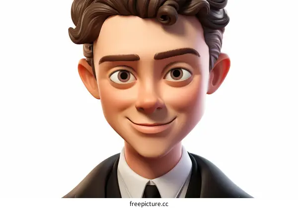 Smiling Businessman in Suit - 3D Illustration