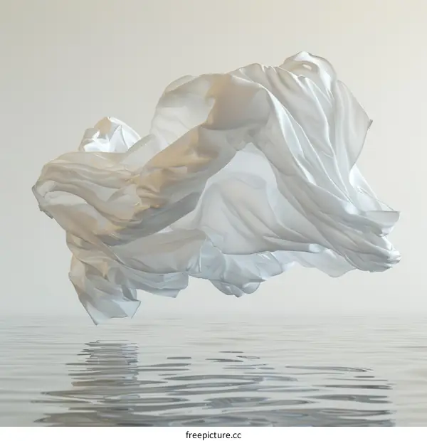 White Fabric Floating in Water