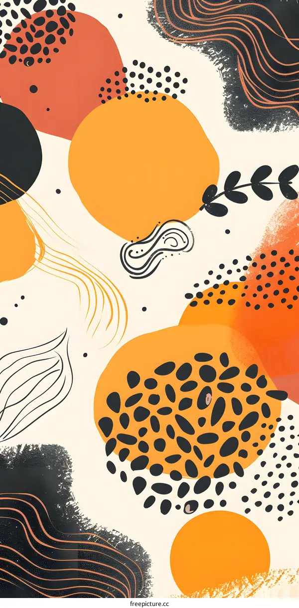 Abstract Background With Yellow Orange and Black Shapes
