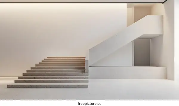 Modern Minimalist Concrete Stairs Interior Design