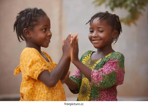 Two African Girls Playing Together Outdoor