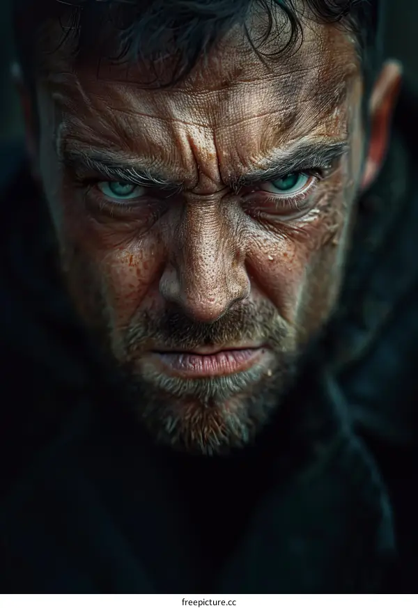 Close Up Portrait of a Man with Intense Gaze