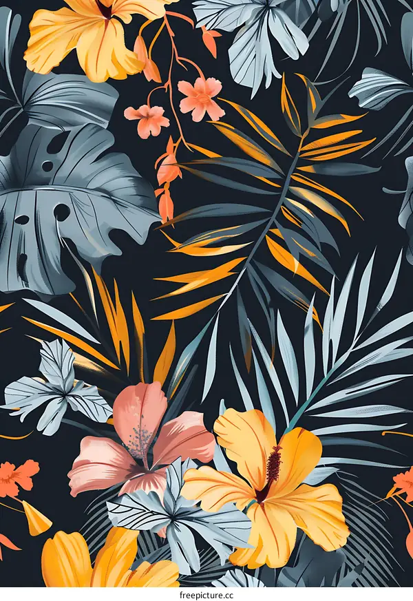 Tropical Floral Seamless Pattern Design