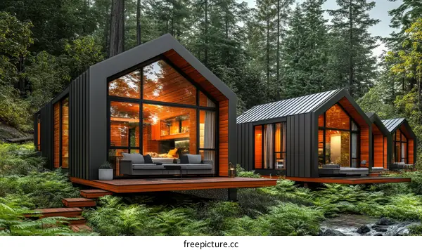 Modern Tiny Houses in a Forest Setting