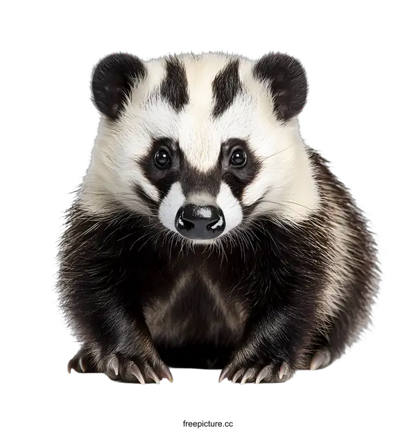 [Transparent Background PNG]Close up of a Hog Badger Looking at the Camera