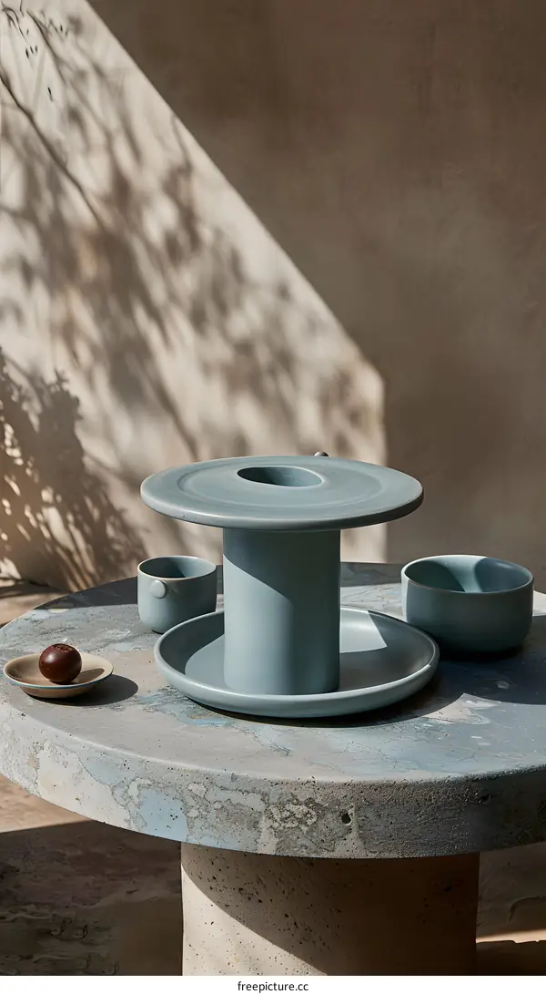 Ceramic Serving Set on Stone Table