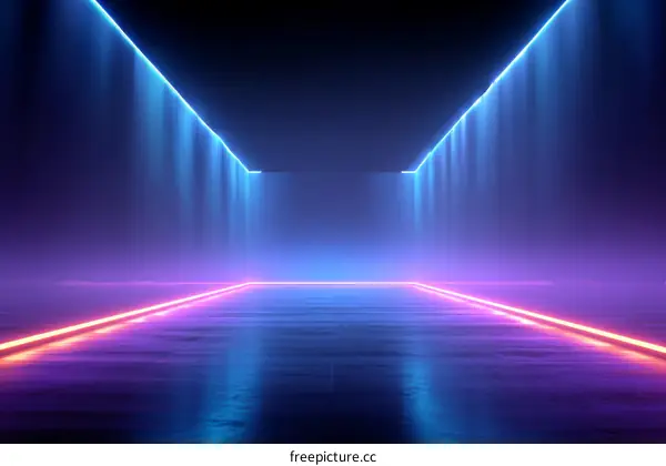 Neon Light Empty Stage Interior Design