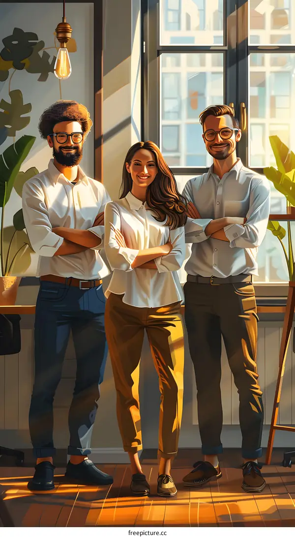 three people in the office