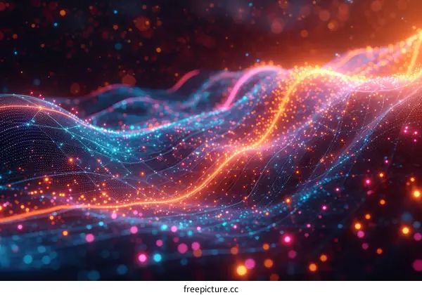 Colorful Abstract Wavy Particles Background