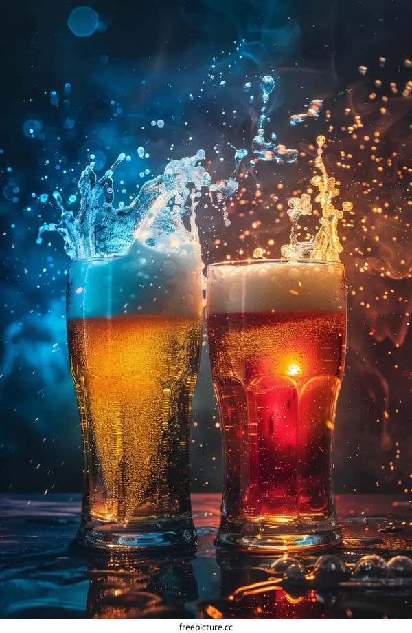 Fiery Beer Splash: Water, Fire, and a Toast