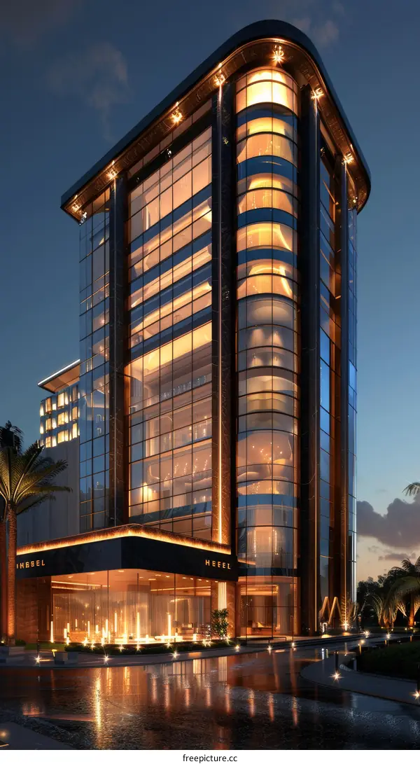 Modern Architectural Design of a Tall Glass Building