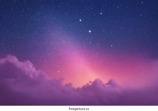 Starry Night Sky with Pink Clouds