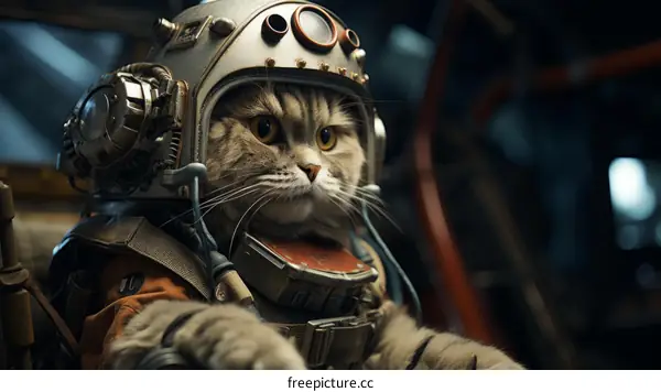 A cat wearing a space helmet