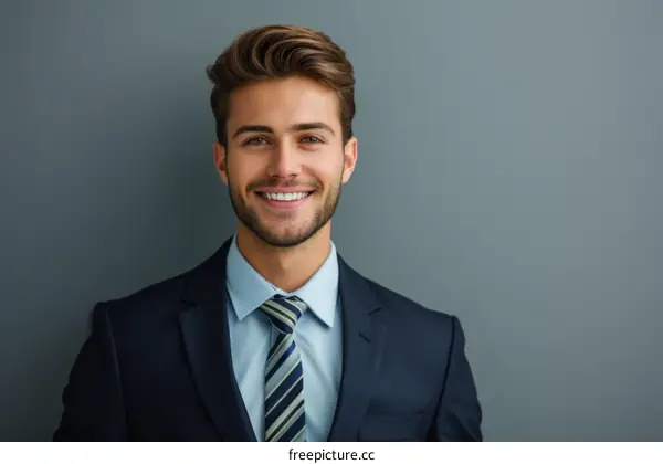 Young professional man in suit smiling