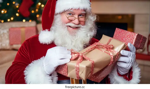 Santa Claus Holding Christmas Presents