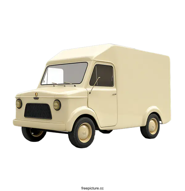 [Transparent Background PNG]Vintage White Delivery Truck Isolated on transparent background