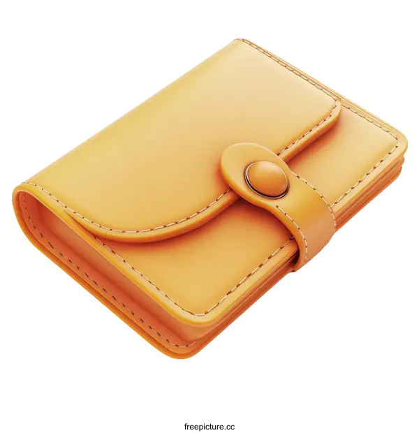 [Transparent Background PNG]Realistic Orange Leather Wallet Illustration