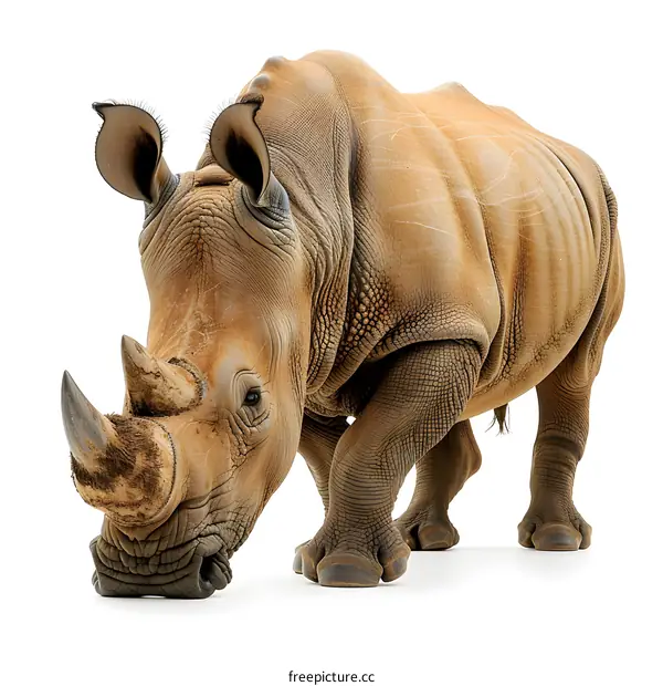 White Rhinoceros on White Background
