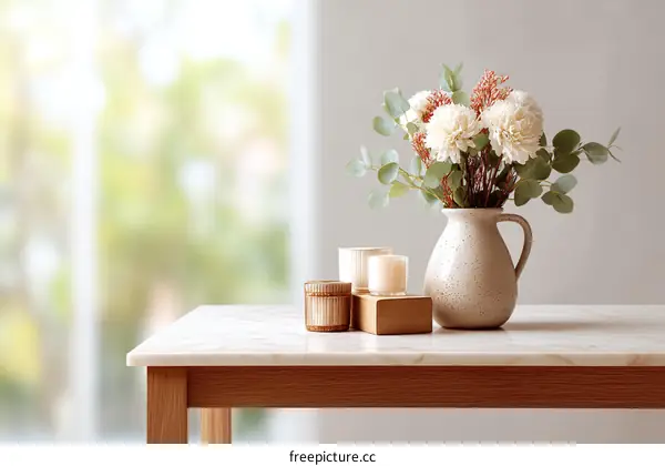 Modern Home Decor with Flowers and Candles