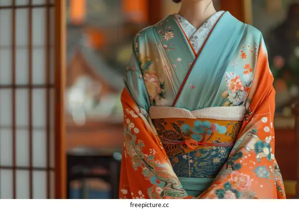 A woman wearing a kimono