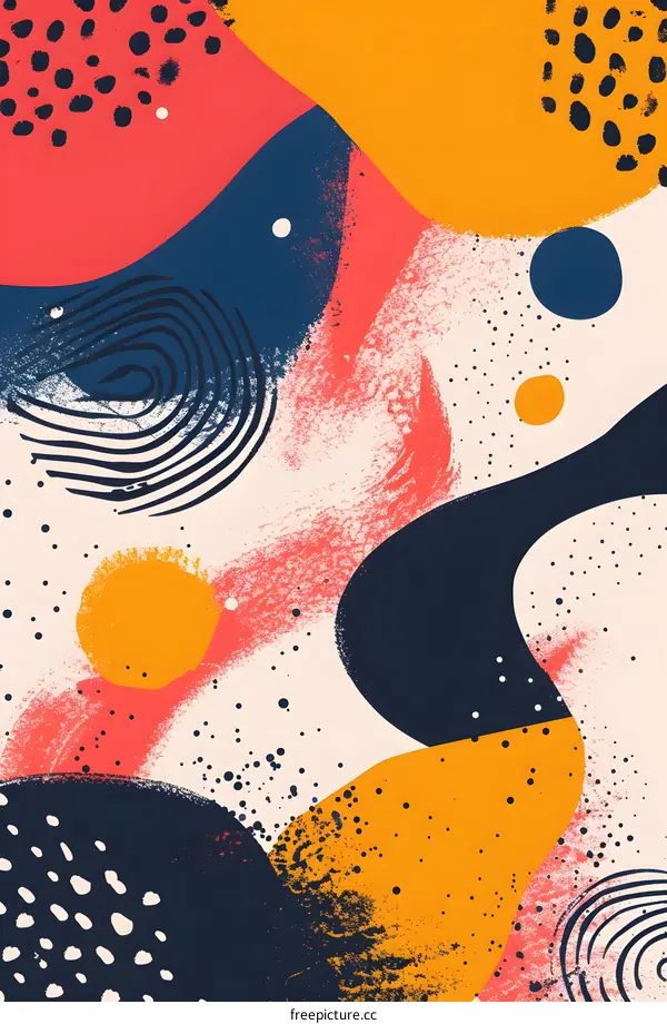 Abstract Modern Art with Geometric Shapes and Dots