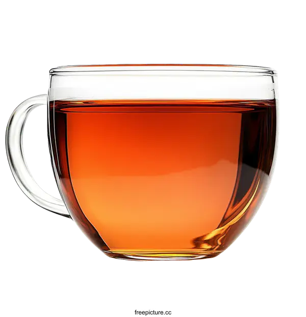 [Transparent Background PNG]Transparent Glass Tea Cup Filled with Red Tea