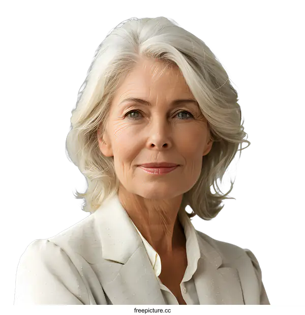 [Transparent Background PNG]portrait of a beautiful senior businesswoman