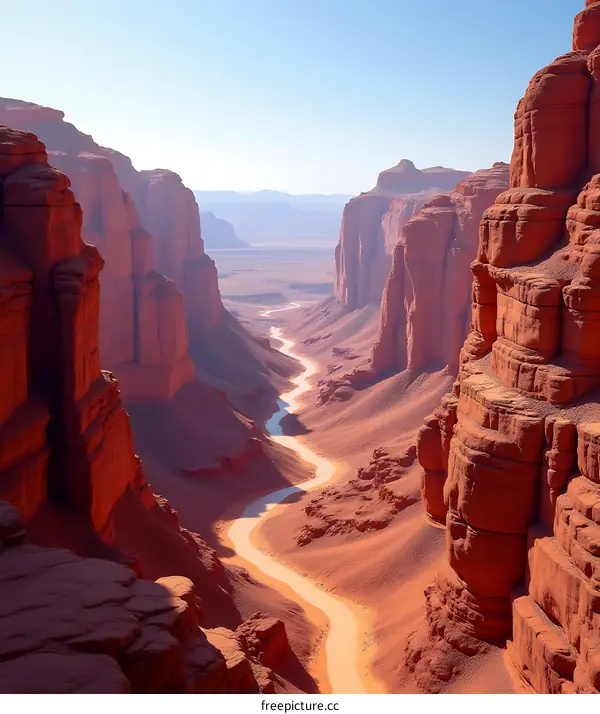 Aerial View of Canyon with Winding River