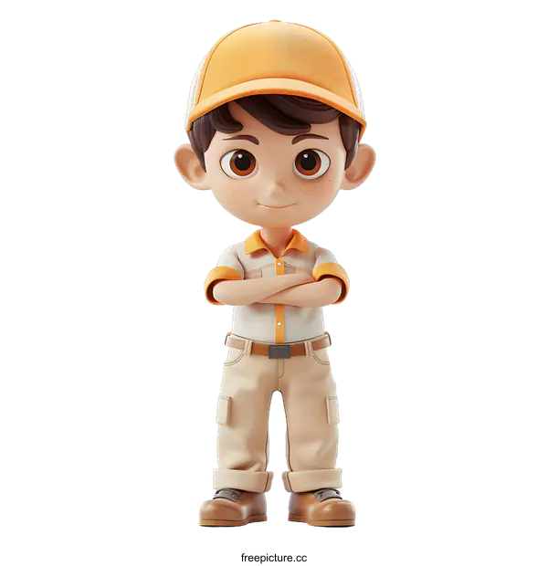 [Transparent Background PNG]3D rendering of a delivery boy