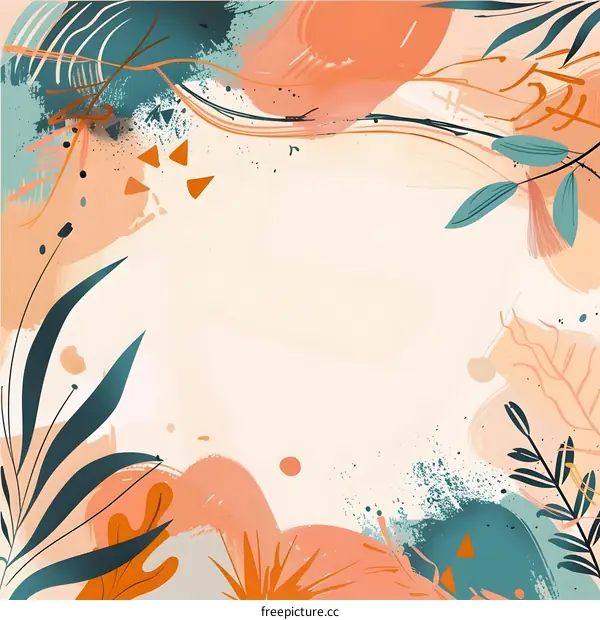 Abstract Floral Background with Orange and Green Colors