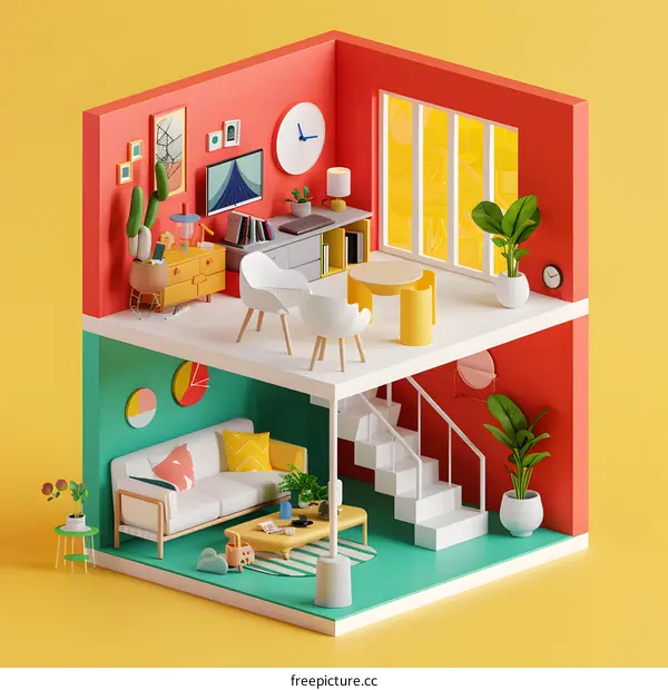 Modern Minimalist Living Room Interior Design Illustration