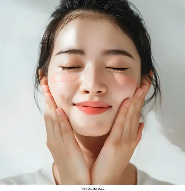 Young Asian Woman Applying Cream On Face Skin Care Routine Beauty Portrait