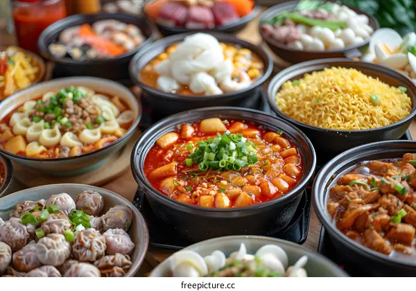 Variety of Asian Dishes in Bowls