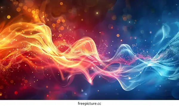 Fire and ice abstract background with glowing particles