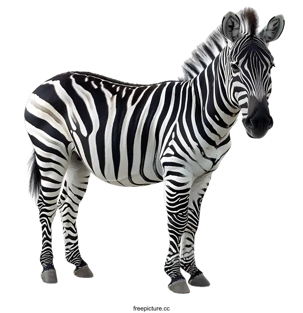 [Transparent Background PNG]Zebra standing on white background