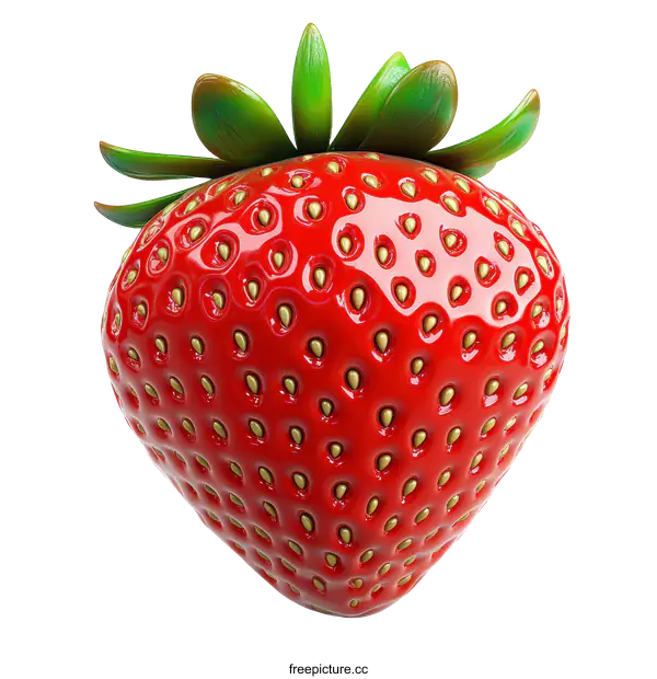 [Transparent Background PNG]Close Up of a Vibrant 3D Strawberry