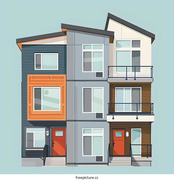 Modern Townhouse Architecture Design Illustration