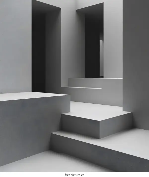 Abstract Grey Minimalist Geometric Shapes 3D Rendering