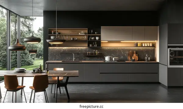 Modern Dark Grey Kitchen Interior Design