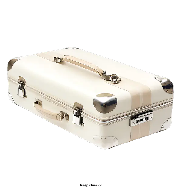 [Transparent Background PNG]Vintage Cream-Colored Suitcase