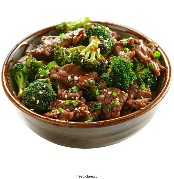 [Transparent Background PNG]Beef and broccoli in bowl