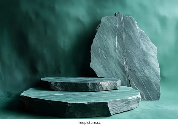Teal Green Stone Product Display Platform
