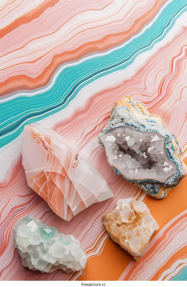 Crystals On Agate Background