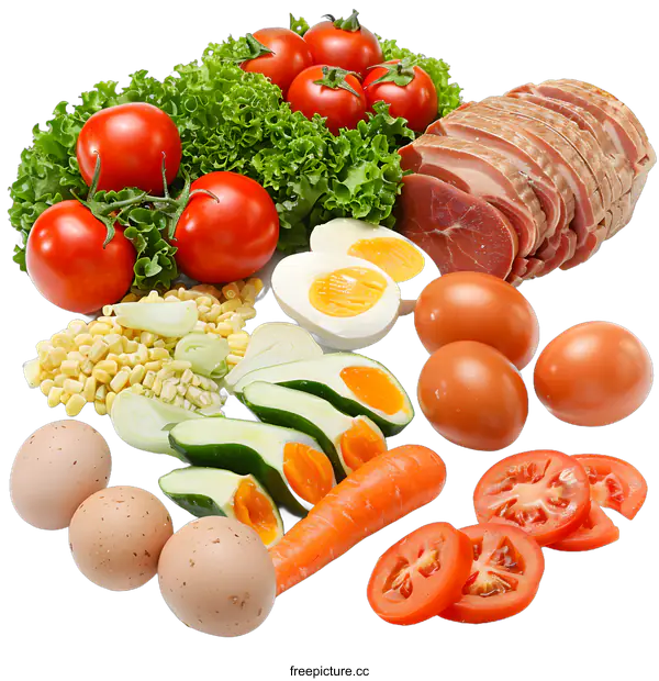 [Transparent Background PNG]Fresh Ingredients for Salad and Breakfast