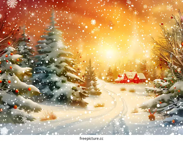 Snowy Village in Winter