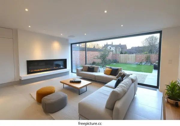 Modern Living Room with Garden View