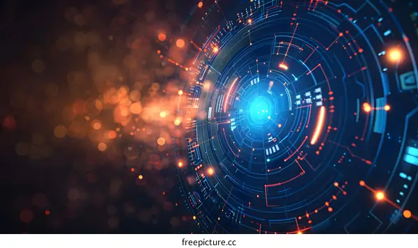 Abstract Futuristic Technology Digital Interface Background